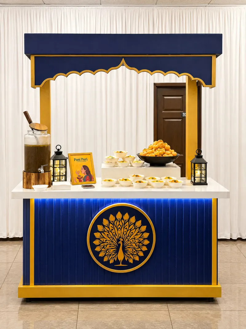 Chariot pani puri prêt pour le service